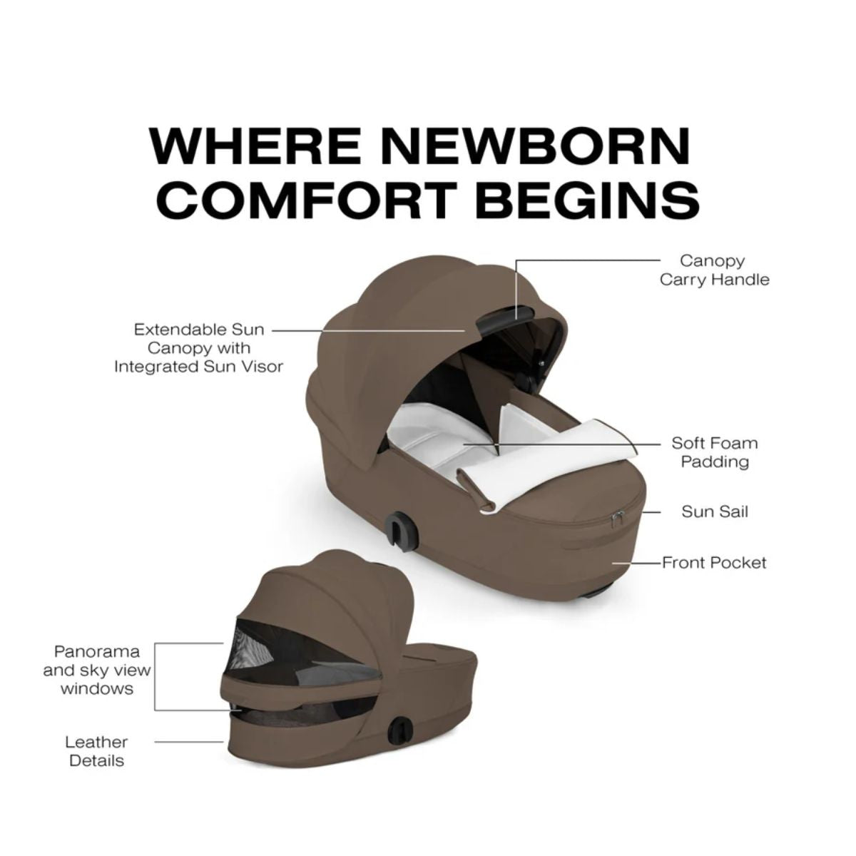 Moisés Infantil Cybex Mios/Coya Fold Lux Style Collection Coconut Brown

 - Ready for Every Adventure