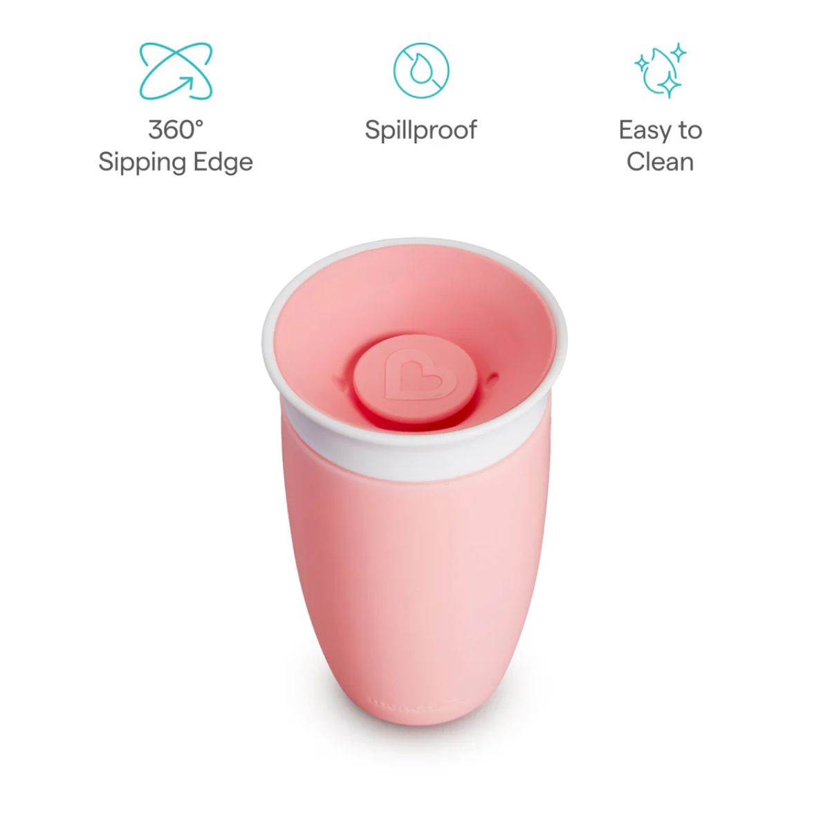 Copo De Treinamento Munchkin Miracle Rosa 12M+ 296ML - Simple, Durable & Easy to Clean